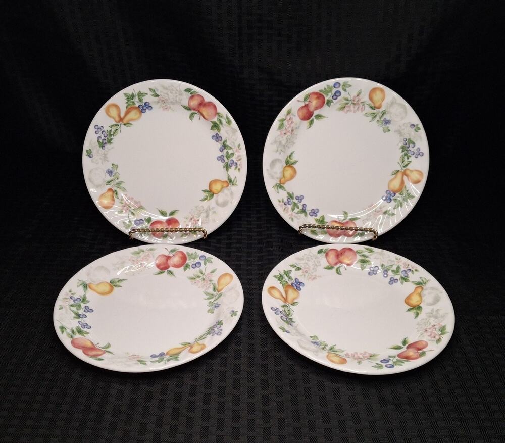 4 Corelle Chutney 7 1/4" Salad Dessert Bread Plates Fruit Swirl Edge